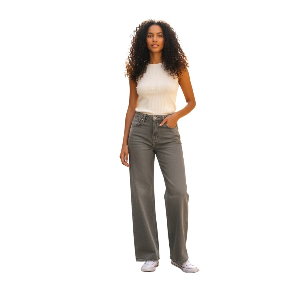 Cleo + WOLF High Rise Loose Fit Gray Denim Jeans W29 L32